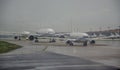 Aircraft waiting to take off at airport