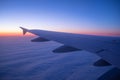 Aircraft wind on the sunrise sky background.