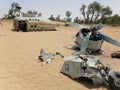 Aircraft wreckage in Dubai deserts. Royalty Free Stock Photo