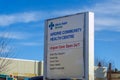 The Airdrie Community Health Centre Urgent Care sign Royalty Free Stock Photo