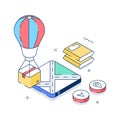 Take your hands on this amazing isometric illustration of airdrop delivery Royalty Free Stock Photo