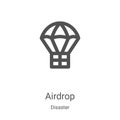 airdrop icon vector from disaster collection. Thin line airdrop outline icon vector illustration. Linear symbol for use on web and Royalty Free Stock Photo