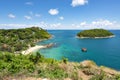 Aireal view of Laem Phromthep Cape and Ya Nui Beach with Turquiose Ocean in Summer, Phuket Japan Royalty Free Stock Photo