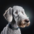 Airedale Terrier dog portrait on black background. Studio shot. AI generated Royalty Free Stock Photo