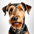 Airedale terrier dog portrait on a light background. Breed of animals Royalty Free Stock Photo