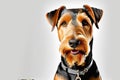 Airedale terrier dog portrait on a light background. Breed of animals Royalty Free Stock Photo