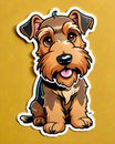 Airedale Terrier dog cartoon comical face