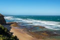 Aireys Inlet coast with waves and blue sky Royalty Free Stock Photo