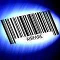 airfare - barcode with futuristic blue background