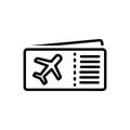 Black line icon for Airfare, coupon and booking