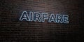 AIRFARE -Realistic Neon Sign on Brick Wall background - 3D rendered royalty free stock image