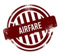 airfare - red round grunge button, stamp