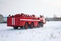 Airfield firetruck in the winter airport