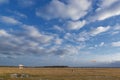 Airfield with a small plane and windsock Royalty Free Stock Photo