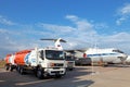 Airfield tanker with the tank-trailer