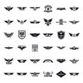 Airforce army badge logo icons set, simple style Royalty Free Stock Photo