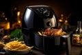 Airfryer cooked grilled chicken and french fries - healthy home cooking recipes for delicious meals