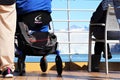 Airgo Rollator convertible transport wheelchair on deck with glacier in background