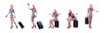 The airhostess with luggage on white Royalty Free Stock Photo