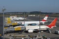 Air India plane, close-up view at Vienna Airport, VIE terminal Royalty Free Stock Photo