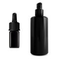 Airless pump bottle. Black cosmetic serum vial, 3d