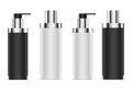 Airless pump bottle. Cosmetic serum container, can