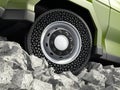 Airless tire on army vehicle