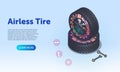 Airless Tires, 3d isometric vector illustration