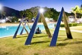 AIRLIE BEACH, AUSTRALIA - AUGUST 21, 2018: Fairy Tree Park at night. The city is the gateway to the Whitsunday Islands