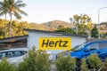 AIRLIE BEACH, AUSTRALIA - AUGUST 21, 2018: Hertz rental car station along the city coast