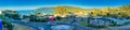 Airlie Beach, Australia - August 21, 2018: Panoramic 360 degrees view of Airlie Beach coastline from the city hill