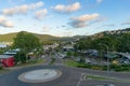 Airlie Beach main street. Tropical town view from above