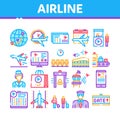 Airline And Airport Collection Icons Set Vector Royalty Free Stock Photo