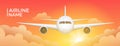 Airline banner with aircraft travel aviation background. Airplane flight sky tourism jet illustration poster Royalty Free Stock Photo