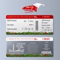 Airline boarding pass or air ticket design template with christmas or new year holiday concept. Vector illustration. Royalty Free Stock Photo