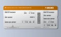 Airline boarding pass or air ticket design template. Realistic Vector illustration. Royalty Free Stock Photo