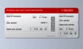 Airline boarding pass or air ticket design template. Realistic Vector illustration. Royalty Free Stock Photo