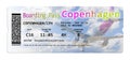 Airline boarding pass tickets to Copenhagen isolated on white - The contents are totally invented and does not contain under