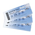 Airline boarding pass tickets to Dublin isolated on white Royalty Free Stock Photo