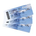 Airline boarding pass tickets to Italy isolated on white. .The contents of the image are totally invented..The background image, w