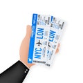 Airline boarding pass tickets to plane for travel journey. Airline tickets. Vector stock illustration. Royalty Free Stock Photo