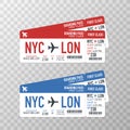 Airline boarding pass tickets to plane for travel journey. Vector illustration. Royalty Free Stock Photo