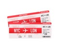 Airline boarding pass tickets to plane for travel journey. Airline tickets. Vector stock illustration Royalty Free Stock Photo