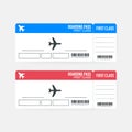 MobileAirline boarding pass tickets to plane for travel journey. Vector illustration. Royalty Free Stock Photo