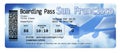 Airline boarding pass tickets to San Francisco - The contents of the image are totally invented and does not contain under