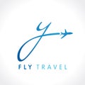Y letter fly travel company logo Royalty Free Stock Photo