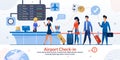 Airport Check-in Reception and Tourists Poster