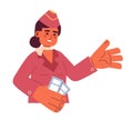 Airline flight attendant female indian 2D cartoon character