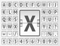 Airline flip board regular alphabet to display flight destination or arrival info. Vector illustration.