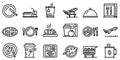 Airline food icons set, outline style